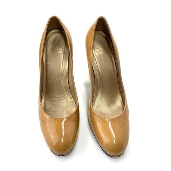 Stuart Weitzman Adobe Aniline Platswoon Nearly Nude Patent Leather Pumps Sz 8.5 - Picture 5 of 13